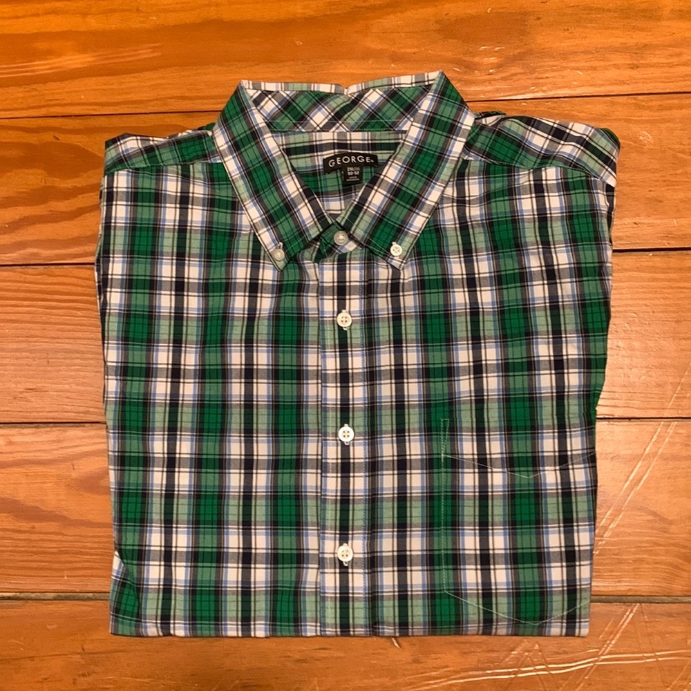 ⭐️Men’s George Plaid Button Short Sleeve Shirt Size 2XL (50-52)